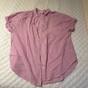 XiRENA Women's Pink Striped Button Down Shirt